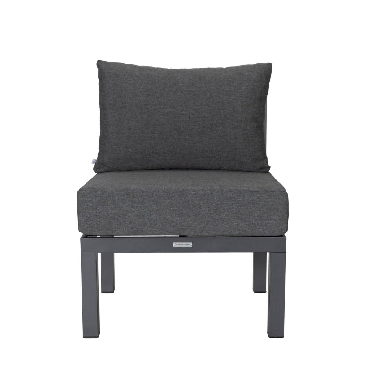 Leisuremod Conversation Set Chelsea Modern 6-Piece Patio Sectional Set in Black Aluminum with Removable Cushions