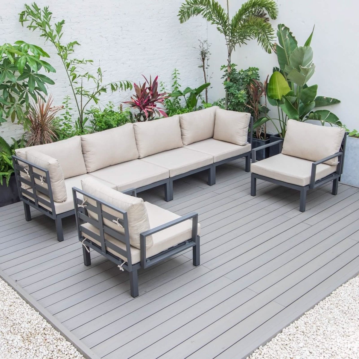 Hamilton 6-Piece Aluminum Patio Conversation Set With Cushions Red Conversation Set Leisuremod