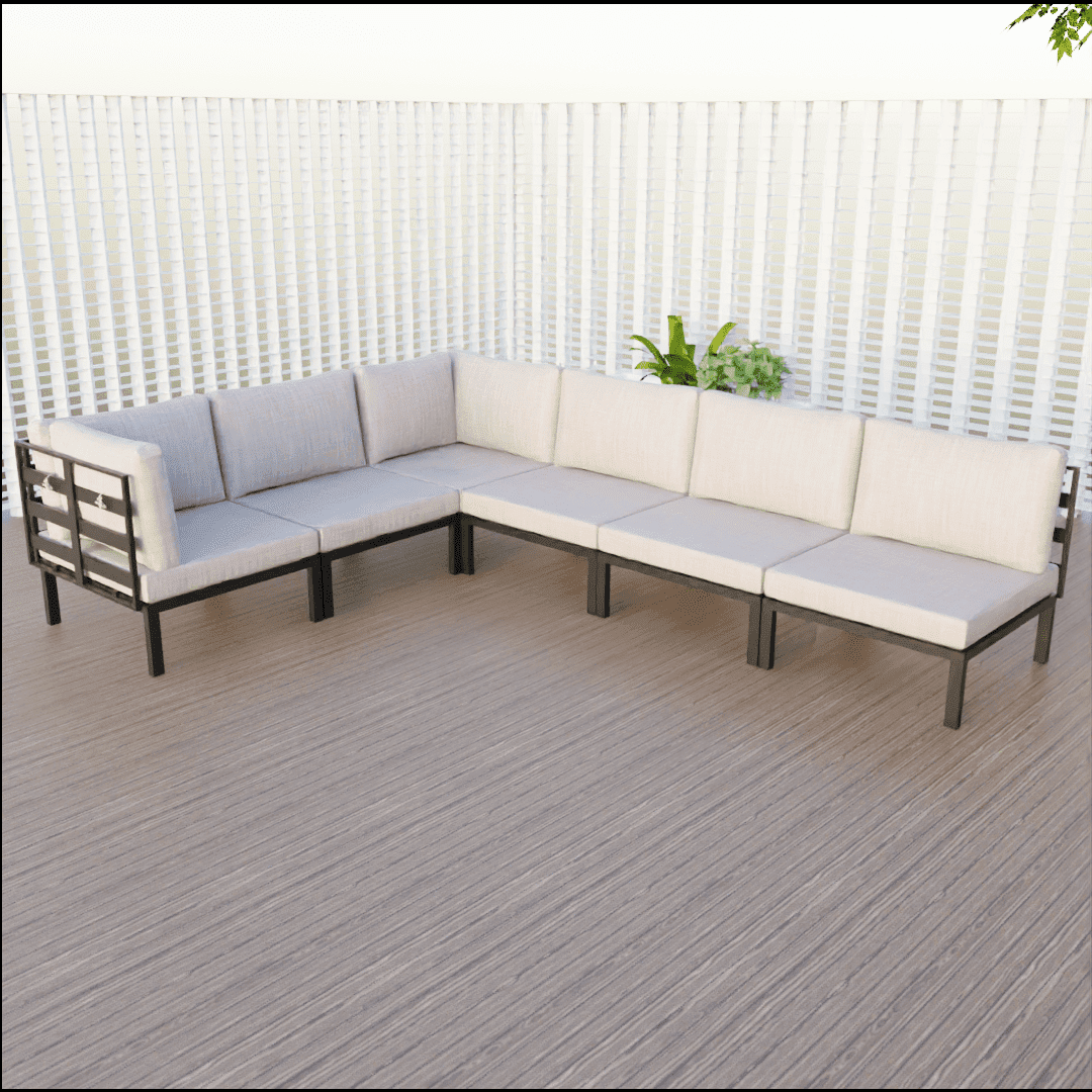 Hamilton 6-Piece Aluminum Patio Conversation Set With Cushions Red Conversation Set Leisuremod