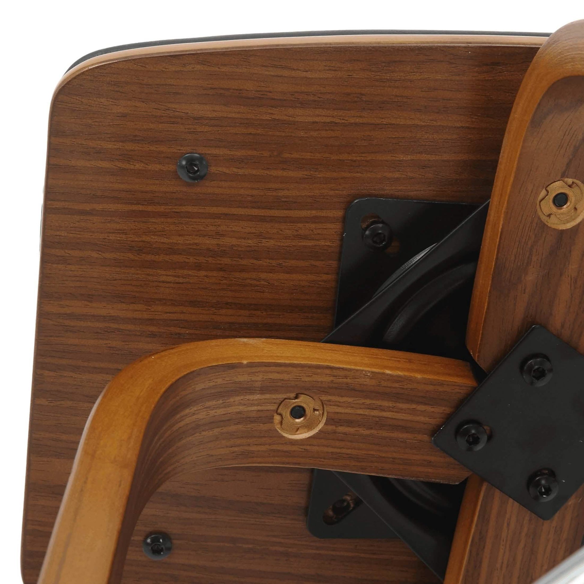 Pelya Leather Counter Stool with Square Seat and Poplar Wood Base Walnut Black Counter Stool Leisuremod