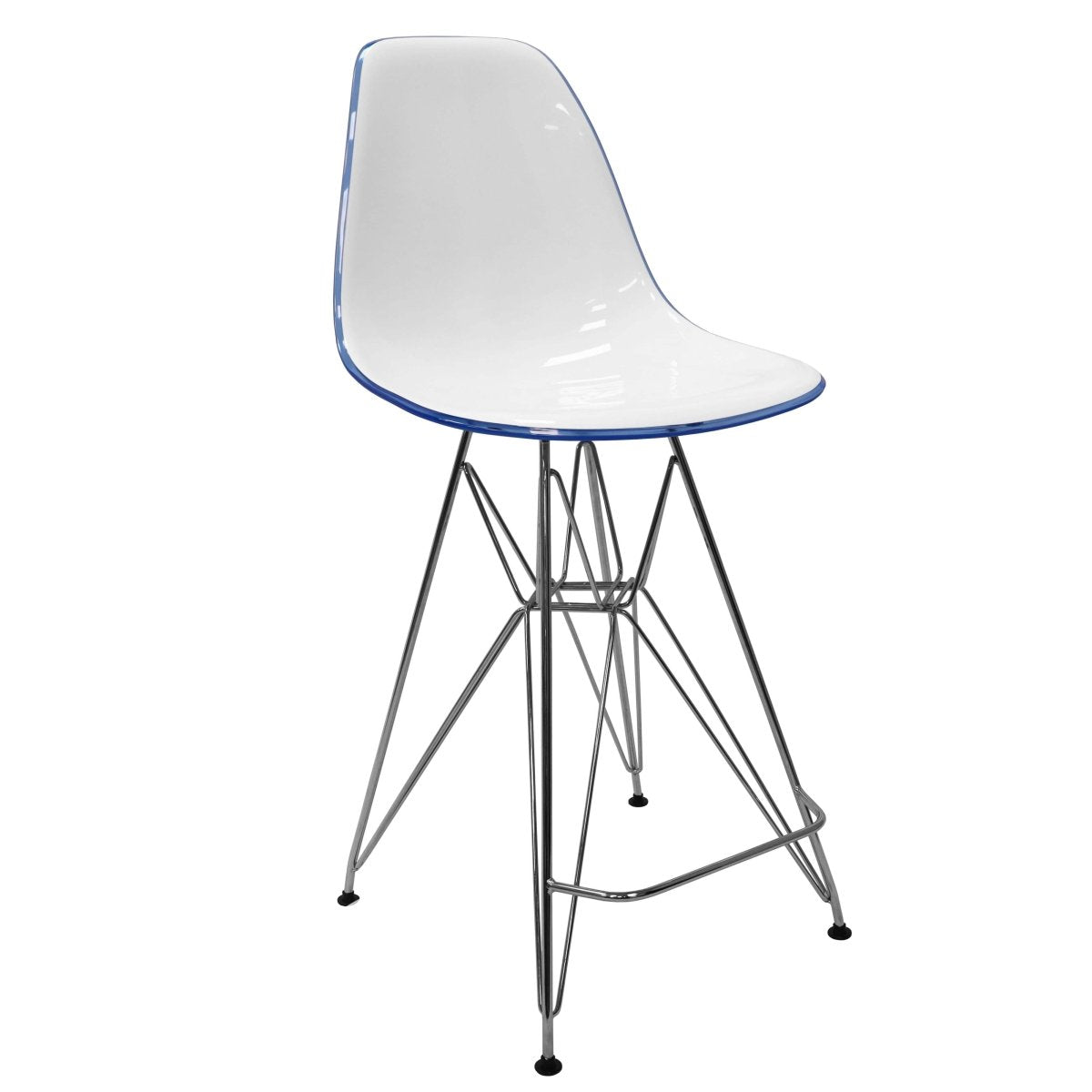 LeisureMod Cresco Modern Acrylic Barstool with Gold Chrome Base and Footrest