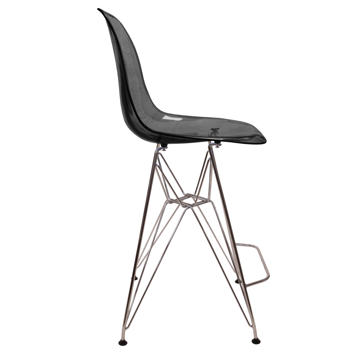 LeisureMod Cresco Modern Acrylic Barstool with Gold Chrome Base and Footrest