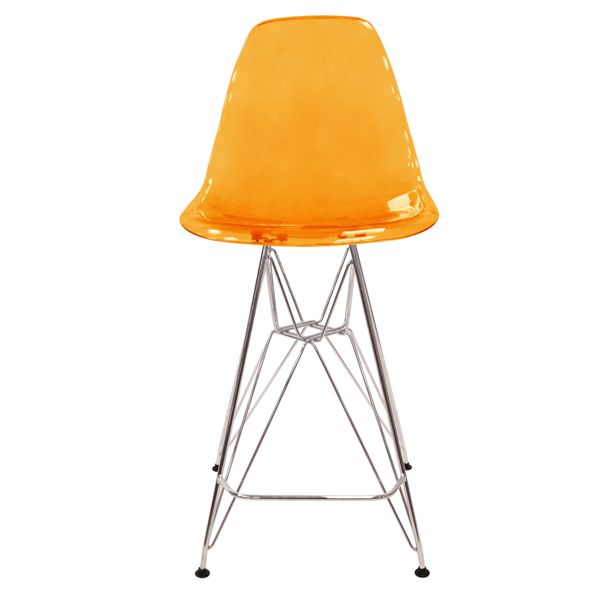 LeisureMod Cresco Modern Acrylic Barstool with Gold Chrome Base and Footrest