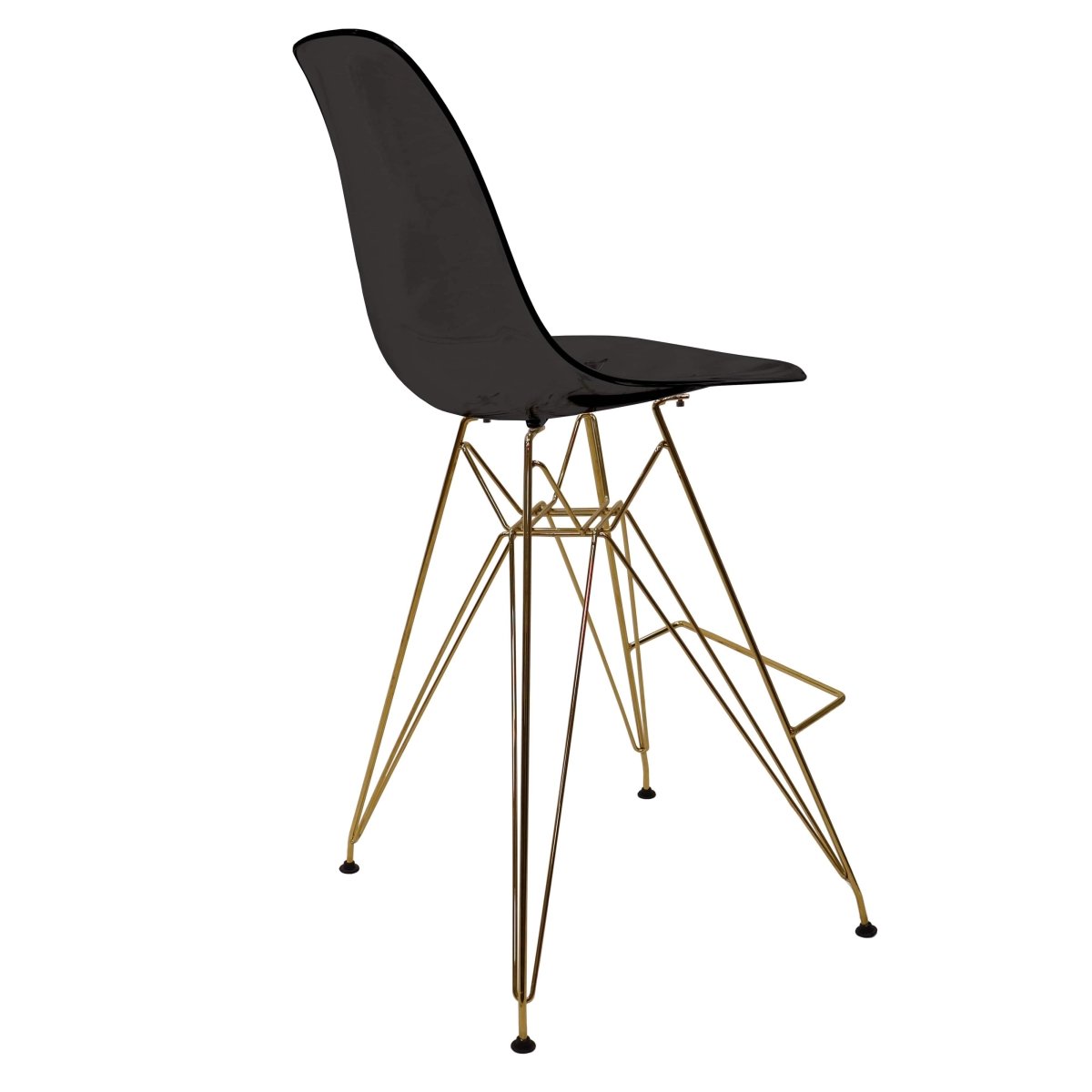 LeisureMod Cresco Modern Acrylic Barstool with Gold Chrome Base and Footrest