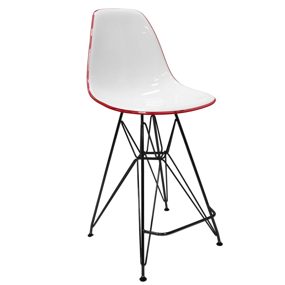 LeisureMod Cresco Modern Acrylic Barstool with Gold Chrome Base and Footrest