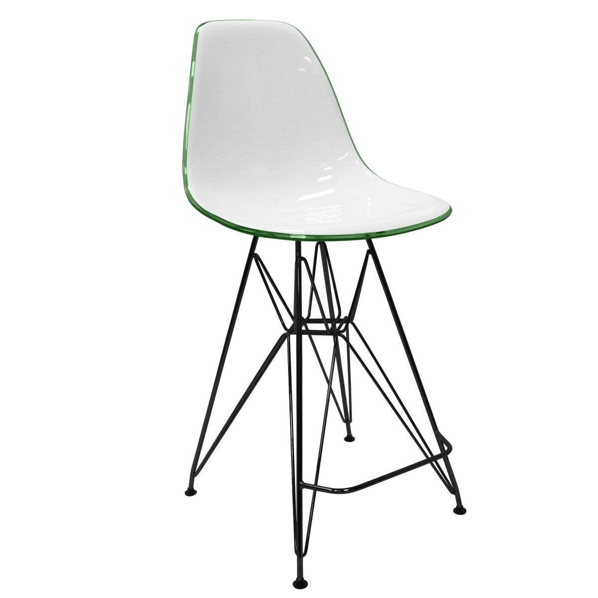 LeisureMod Cresco Modern Acrylic Barstool with Gold Chrome Base and Footrest