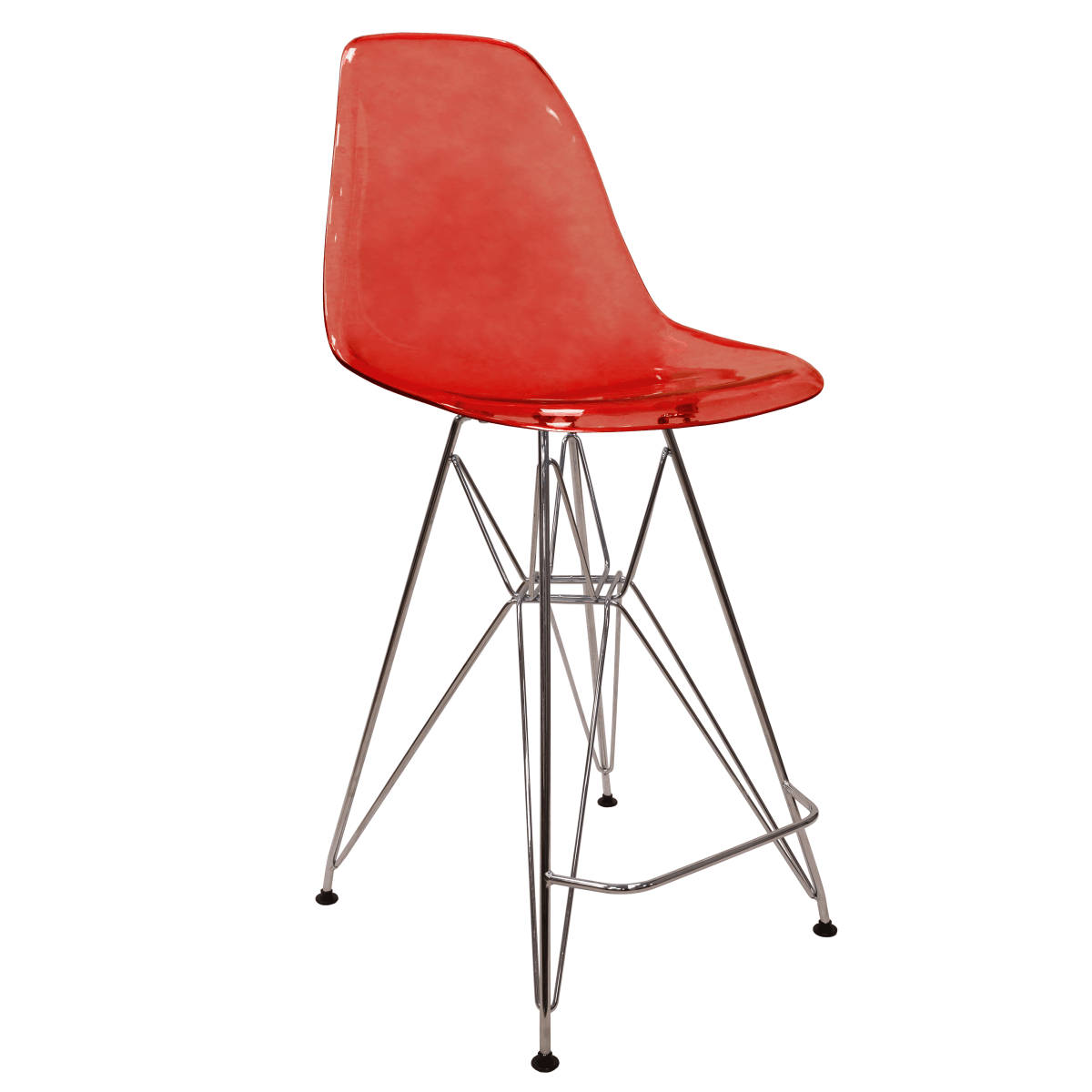 LeisureMod Cresco Modern Acrylic Barstool with Gold Chrome Base and Footrest