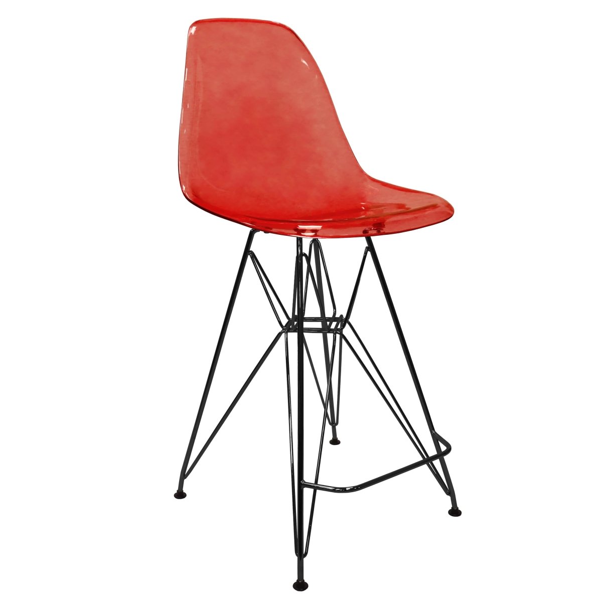 LeisureMod Cresco Modern Acrylic Barstool with Gold Chrome Base and Footrest
