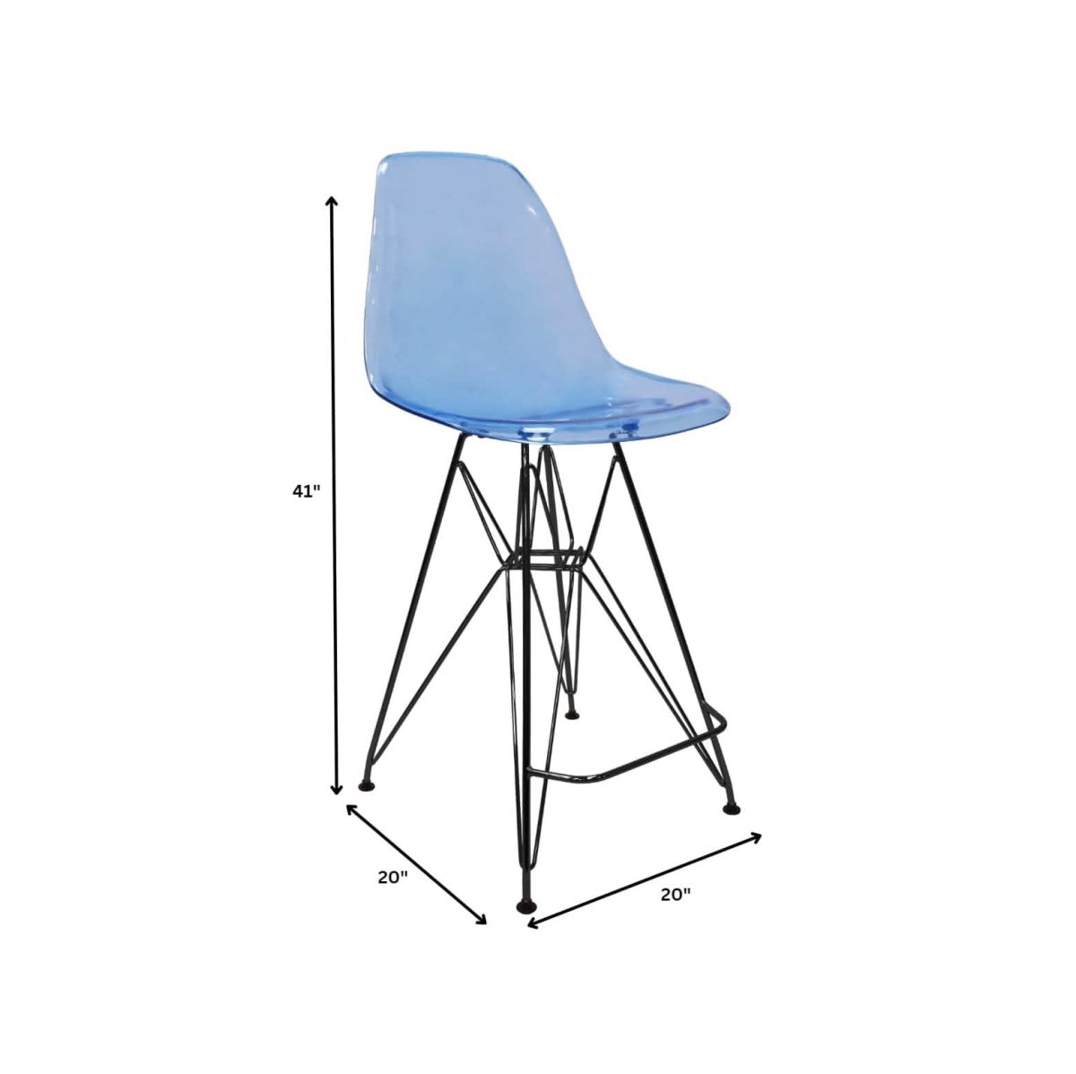 LeisureMod Cresco Modern Acrylic Barstool with Gold Chrome Base and Footrest