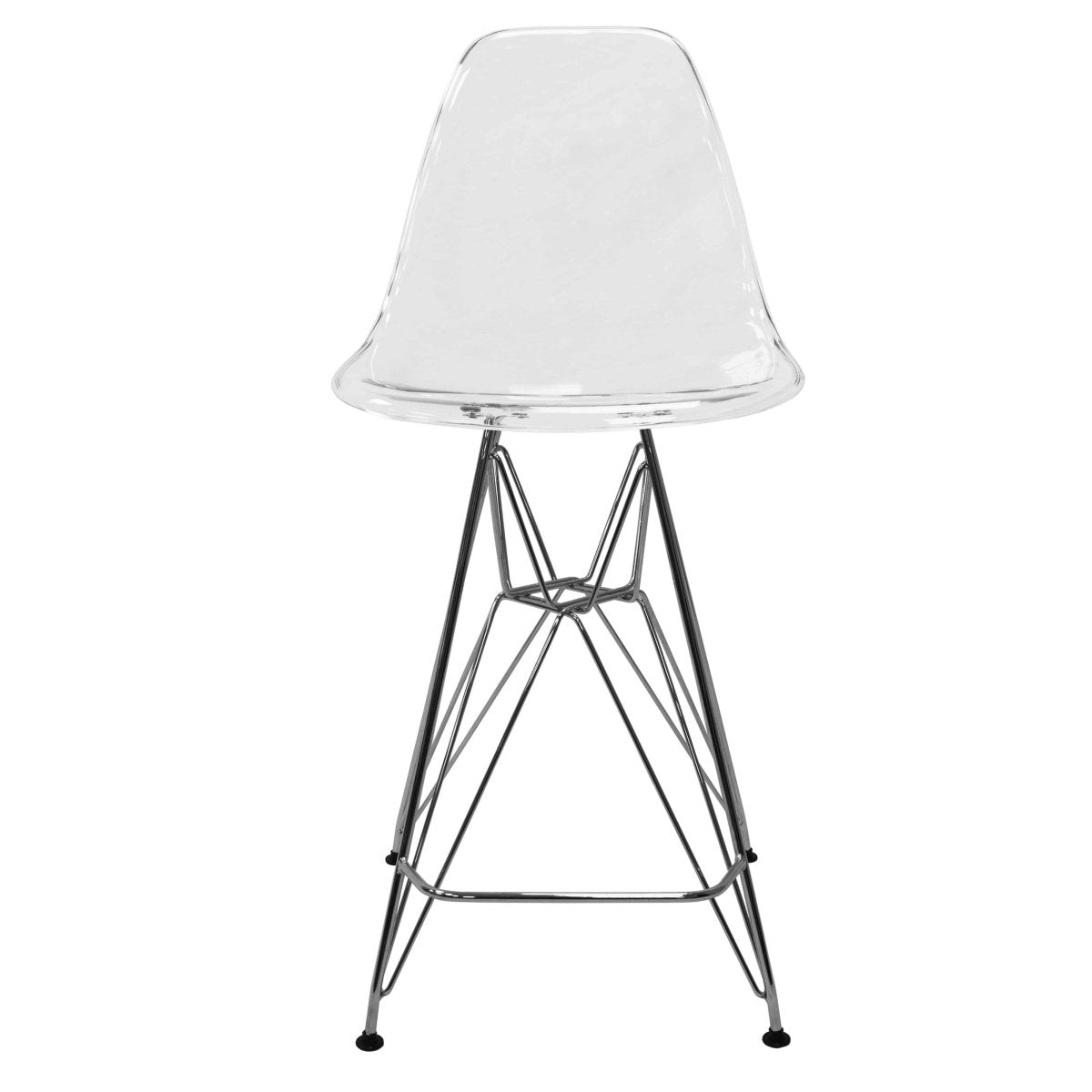LeisureMod Cresco Modern Acrylic Barstool with Gold Chrome Base and Footrest