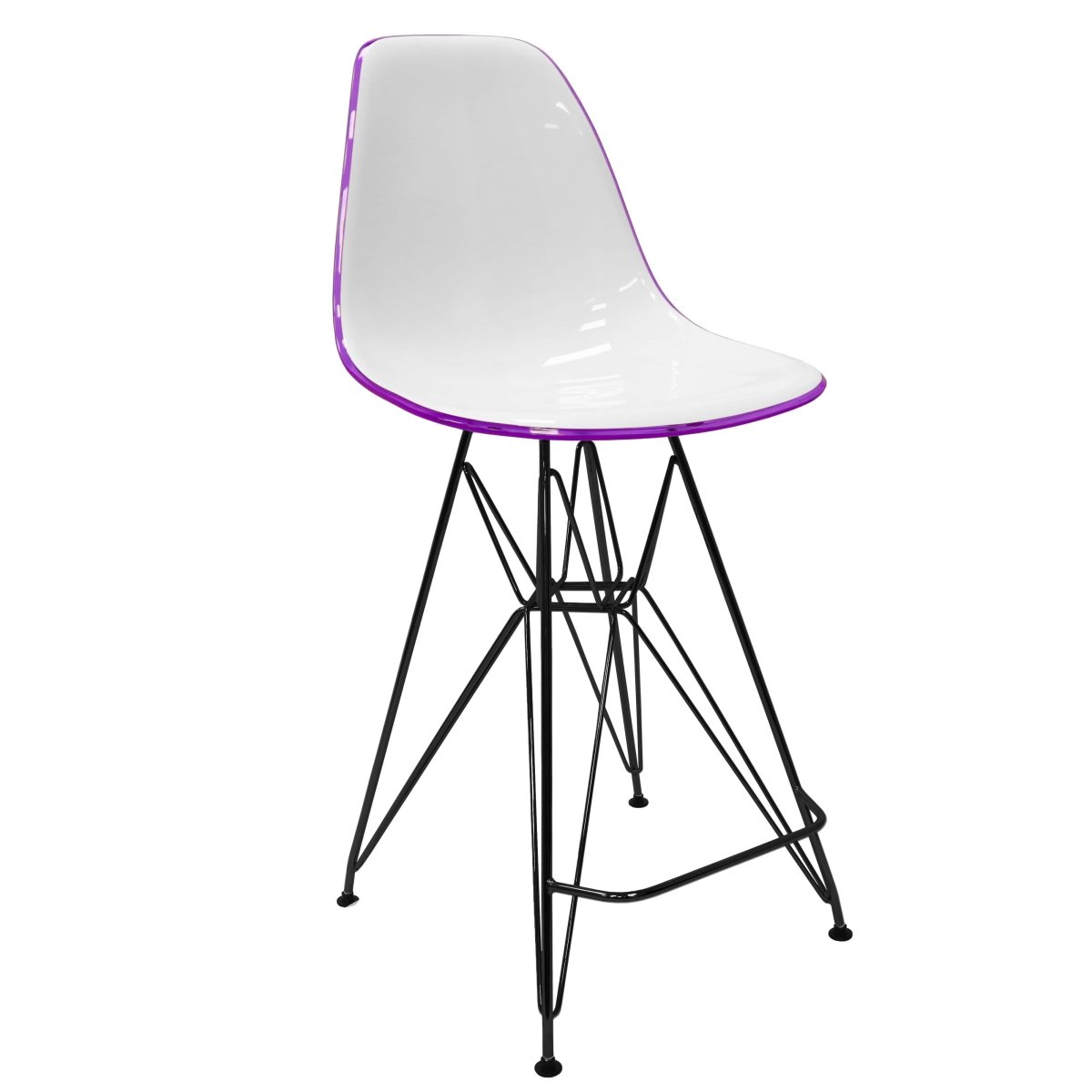 LeisureMod Cresco Modern Acrylic Barstool with Gold Chrome Base and Footrest