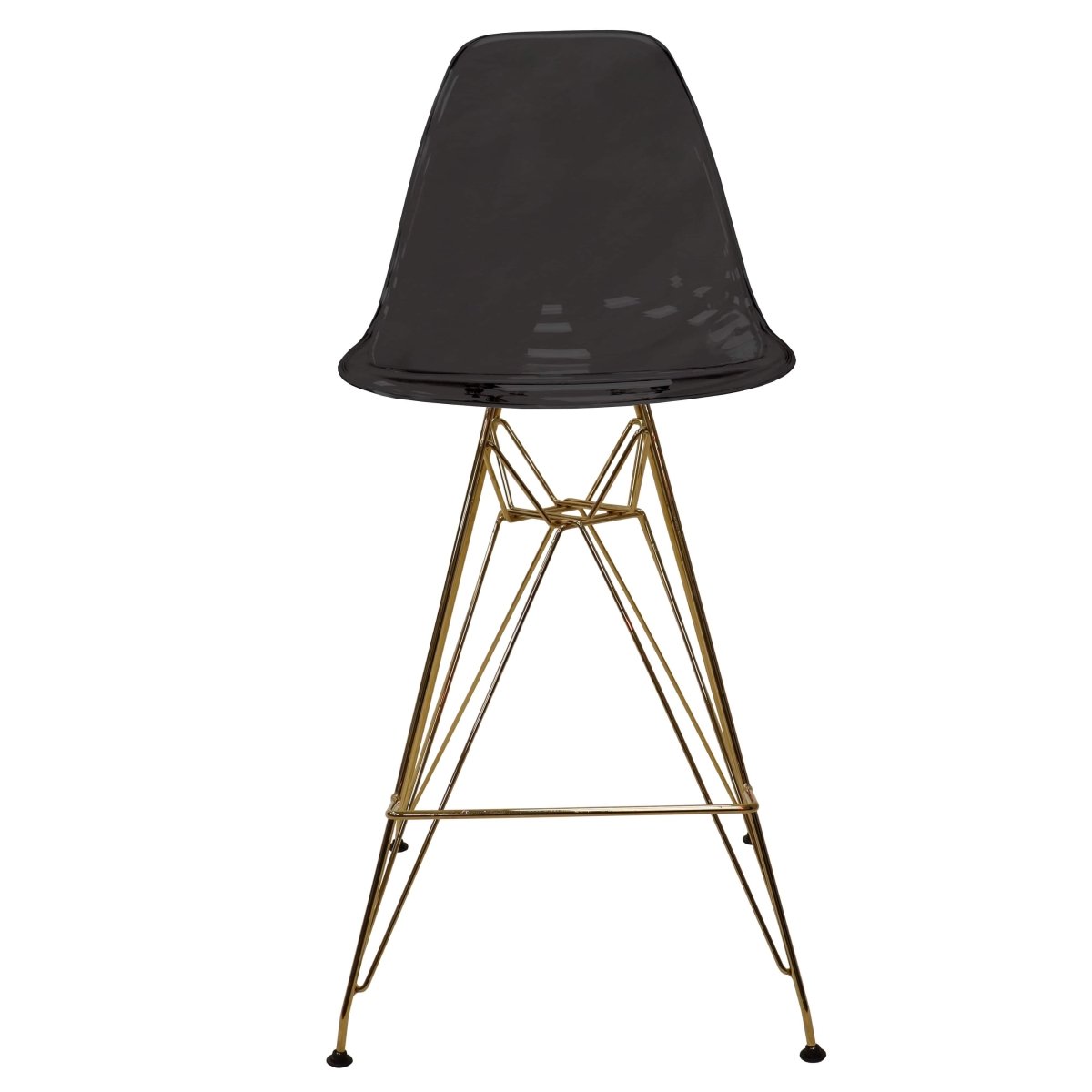 LeisureMod Cresco Modern Acrylic Barstool with Gold Chrome Base and Footrest