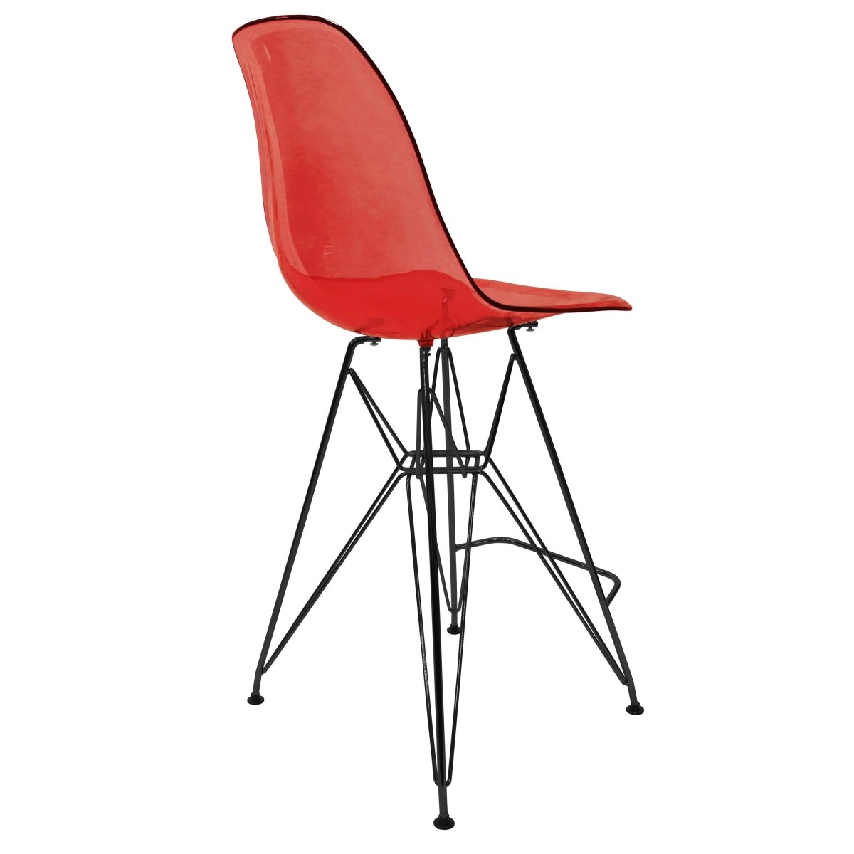 LeisureMod Cresco Modern Acrylic Barstool with Gold Chrome Base and Footrest