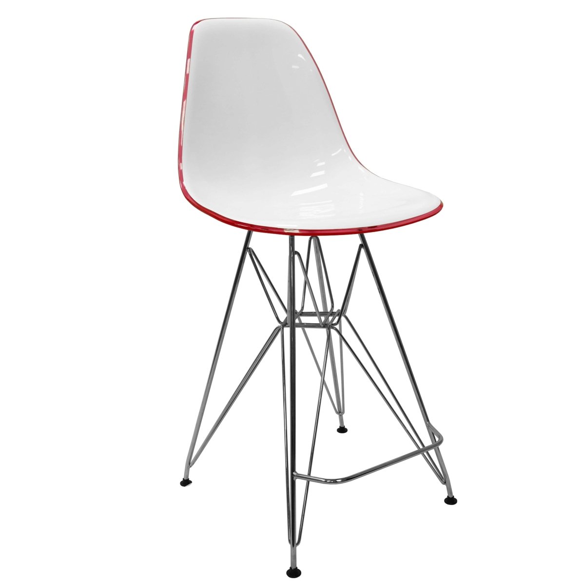 LeisureMod Cresco Modern Acrylic Barstool with Gold Chrome Base and Footrest