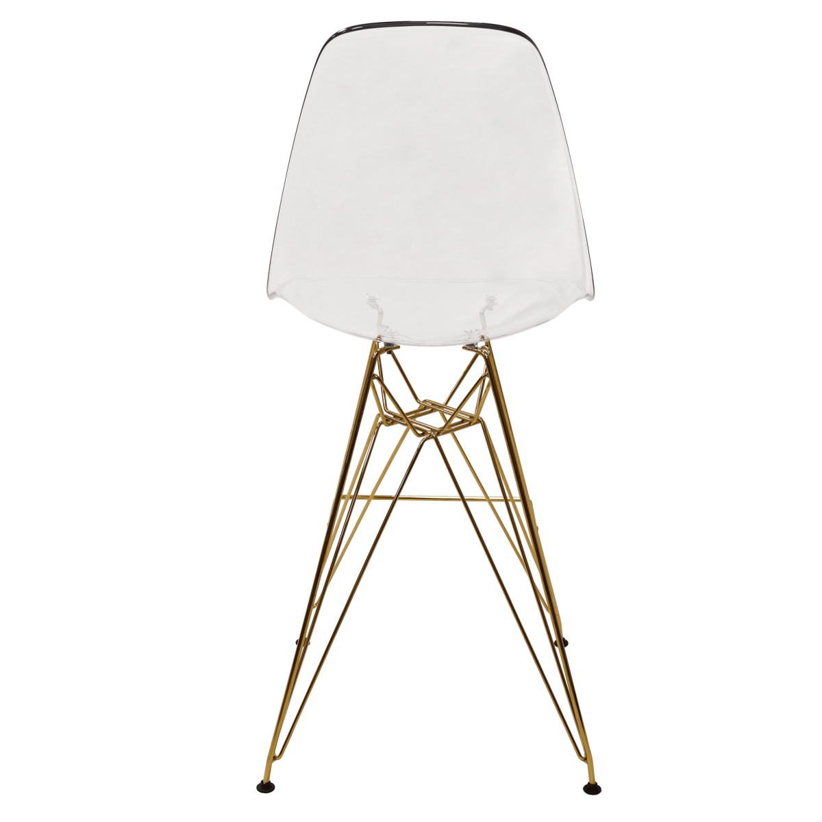 LeisureMod Cresco Modern Acrylic Barstool with Gold Chrome Base and Footrest