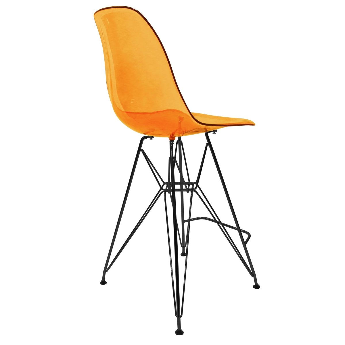 LeisureMod Cresco Modern Acrylic Barstool with Gold Chrome Base and Footrest