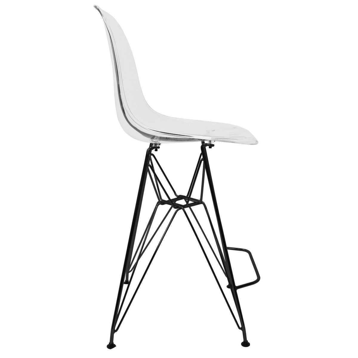 LeisureMod Cresco Modern Acrylic Barstool with Gold Chrome Base and Footrest