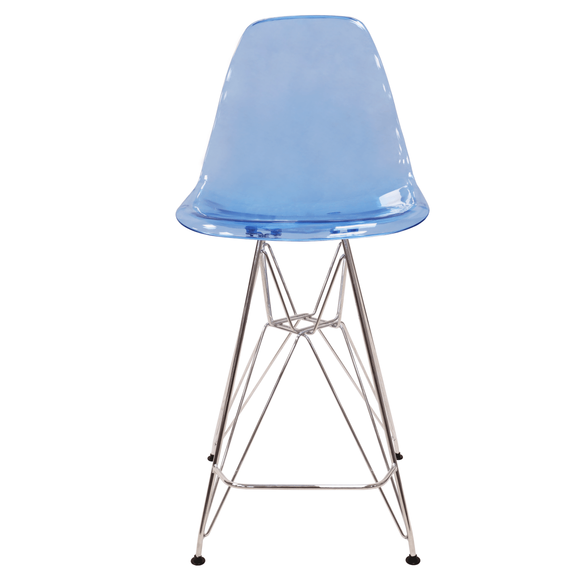 LeisureMod Cresco Modern Acrylic Barstool with Gold Chrome Base and Footrest