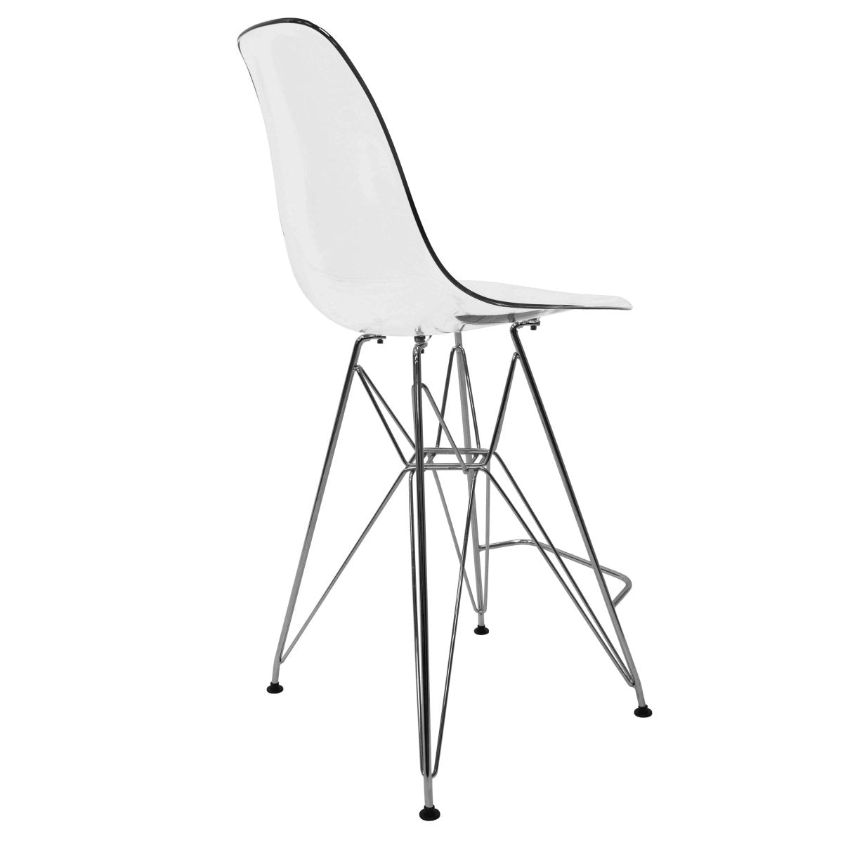 LeisureMod Cresco Modern Acrylic Barstool with Gold Chrome Base and Footrest