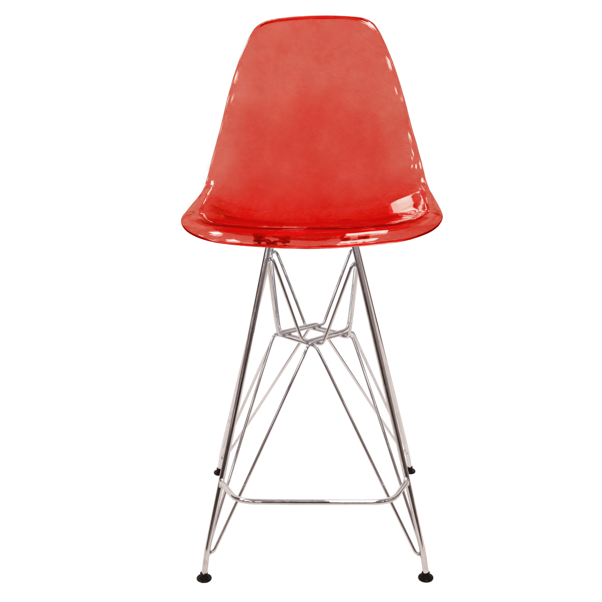 LeisureMod Cresco Modern Acrylic Barstool with Gold Chrome Base and Footrest