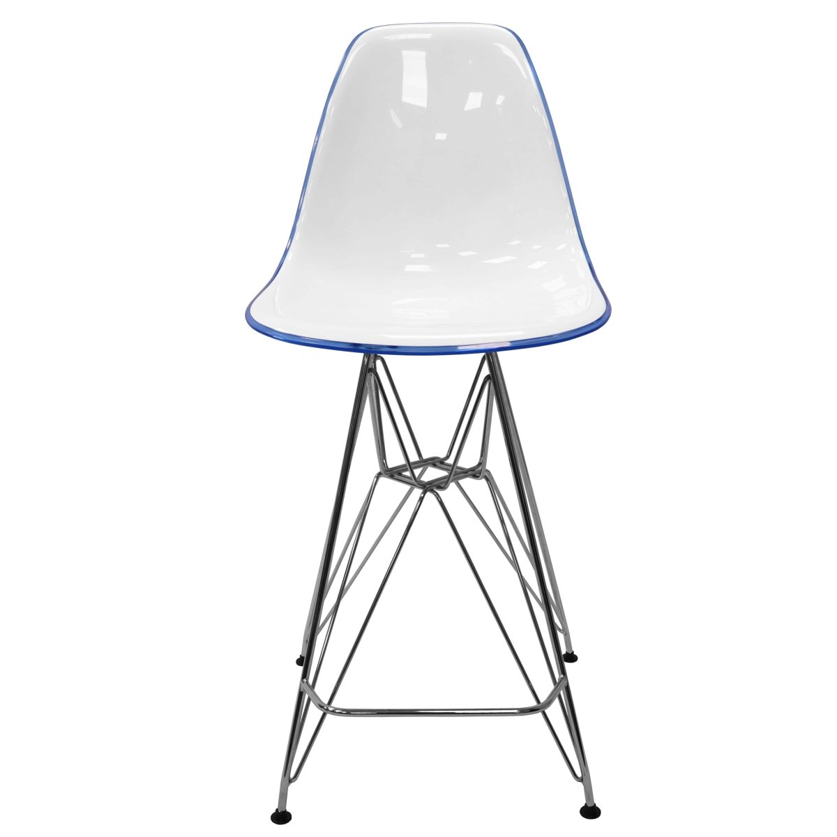 LeisureMod Cresco Modern Acrylic Barstool with Gold Chrome Base and Footrest