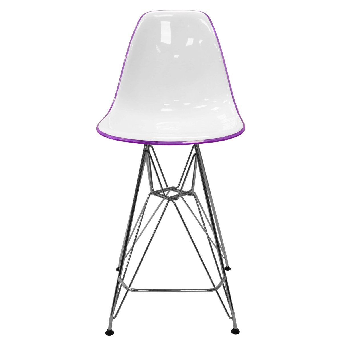 LeisureMod Cresco Modern Acrylic Barstool with Gold Chrome Base and Footrest
