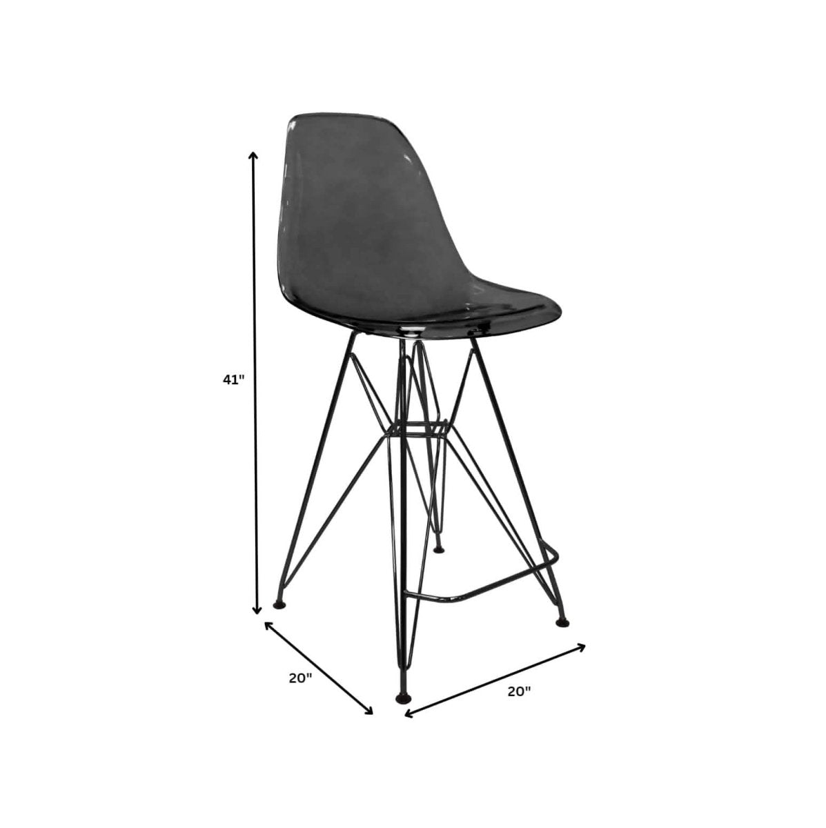 LeisureMod Cresco Modern Acrylic Barstool with Gold Chrome Base and Footrest