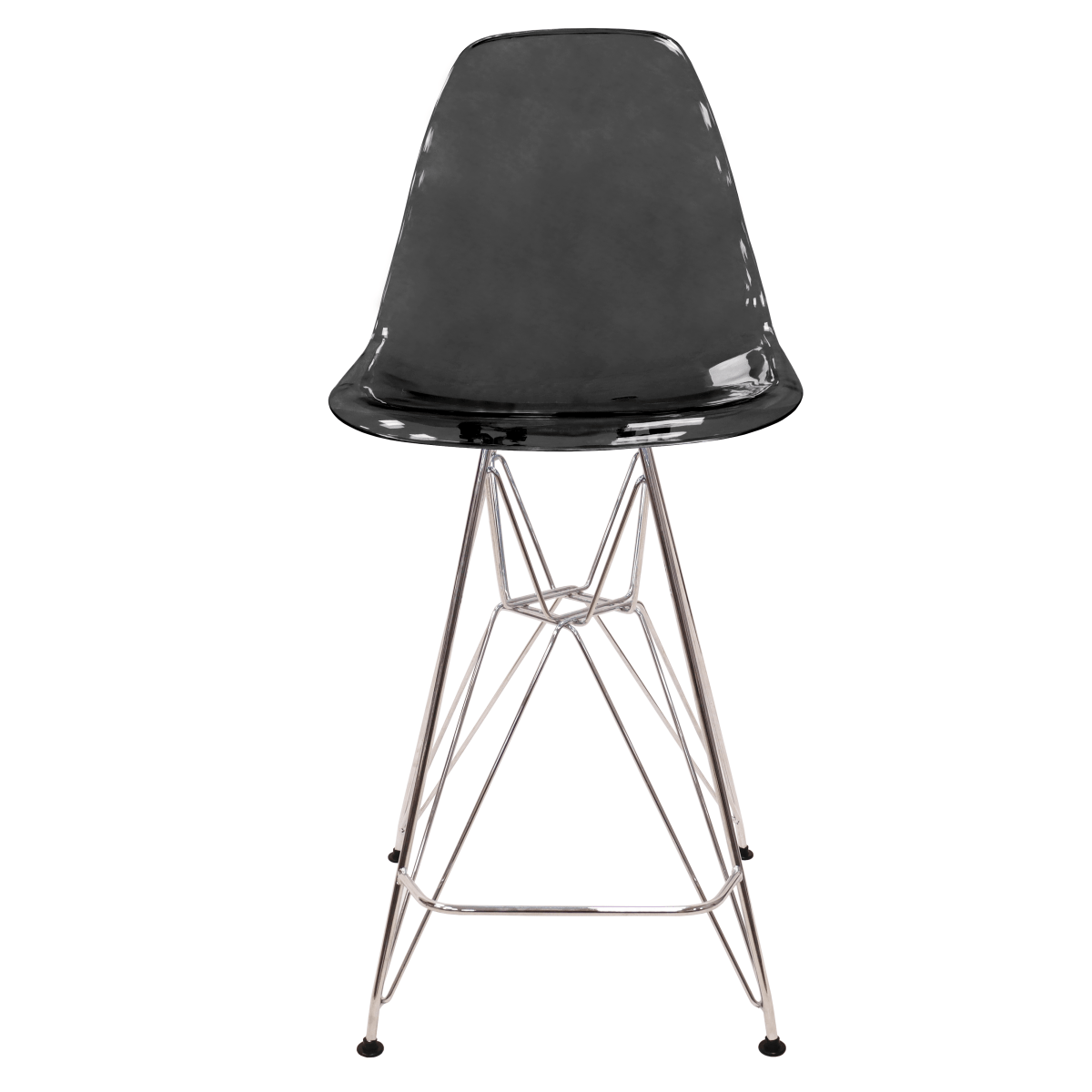 LeisureMod Cresco Modern Acrylic Barstool with Gold Chrome Base and Footrest