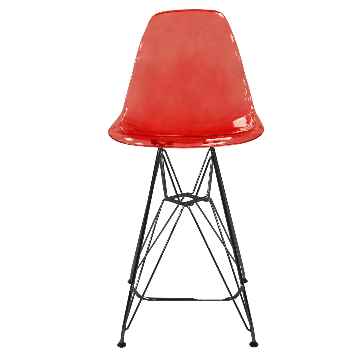 LeisureMod Cresco Modern Acrylic Barstool with Gold Chrome Base and Footrest