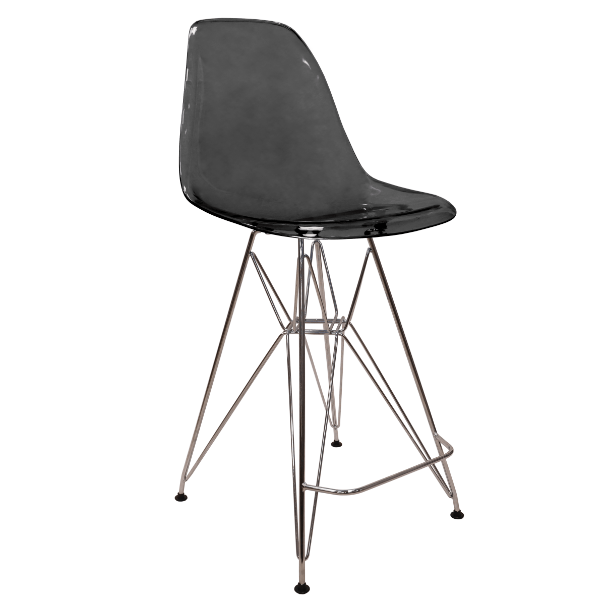 LeisureMod Cresco Modern Acrylic Barstool with Gold Chrome Base and Footrest