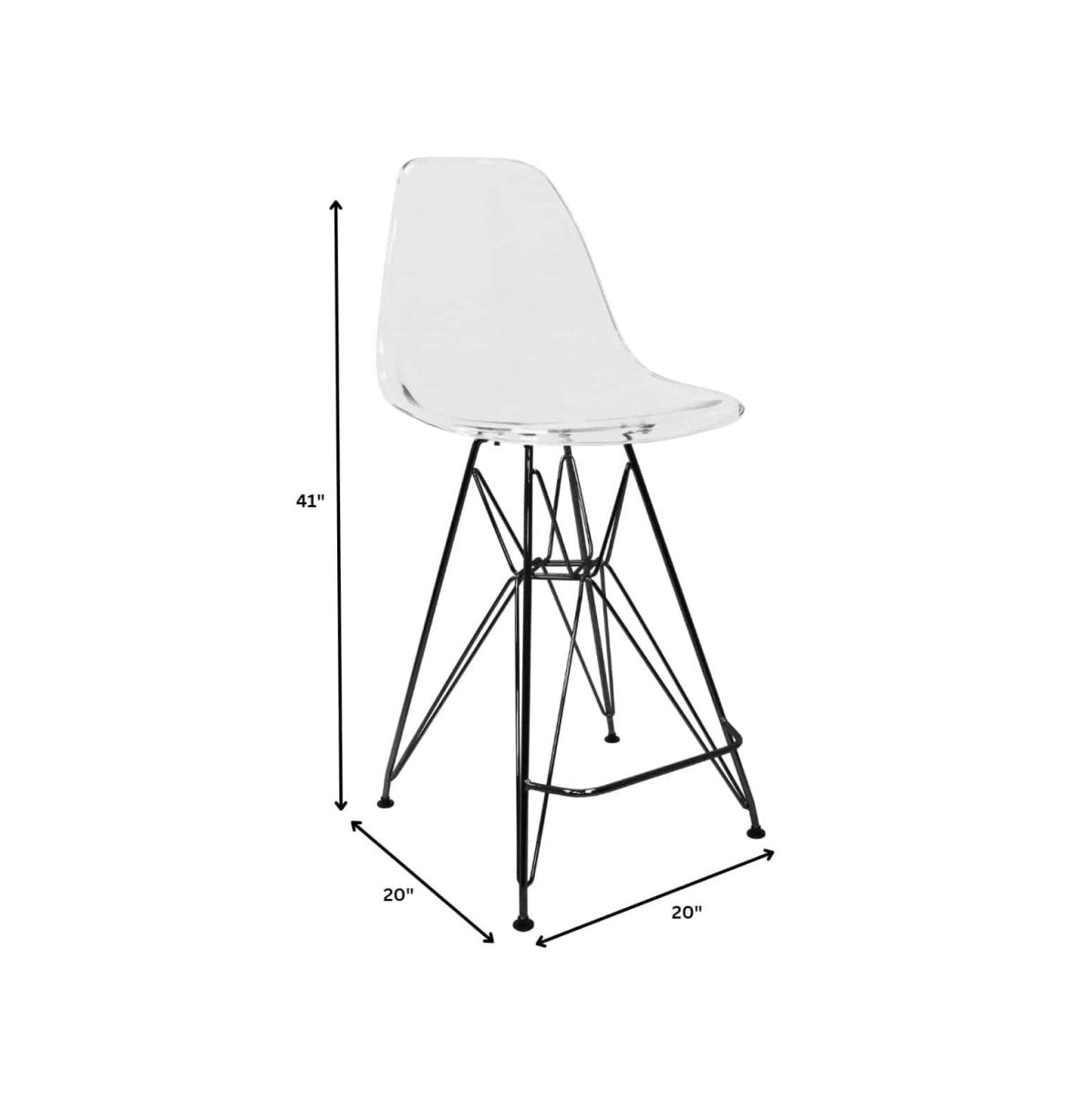 LeisureMod Cresco Modern Acrylic Barstool with Gold Chrome Base and Footrest