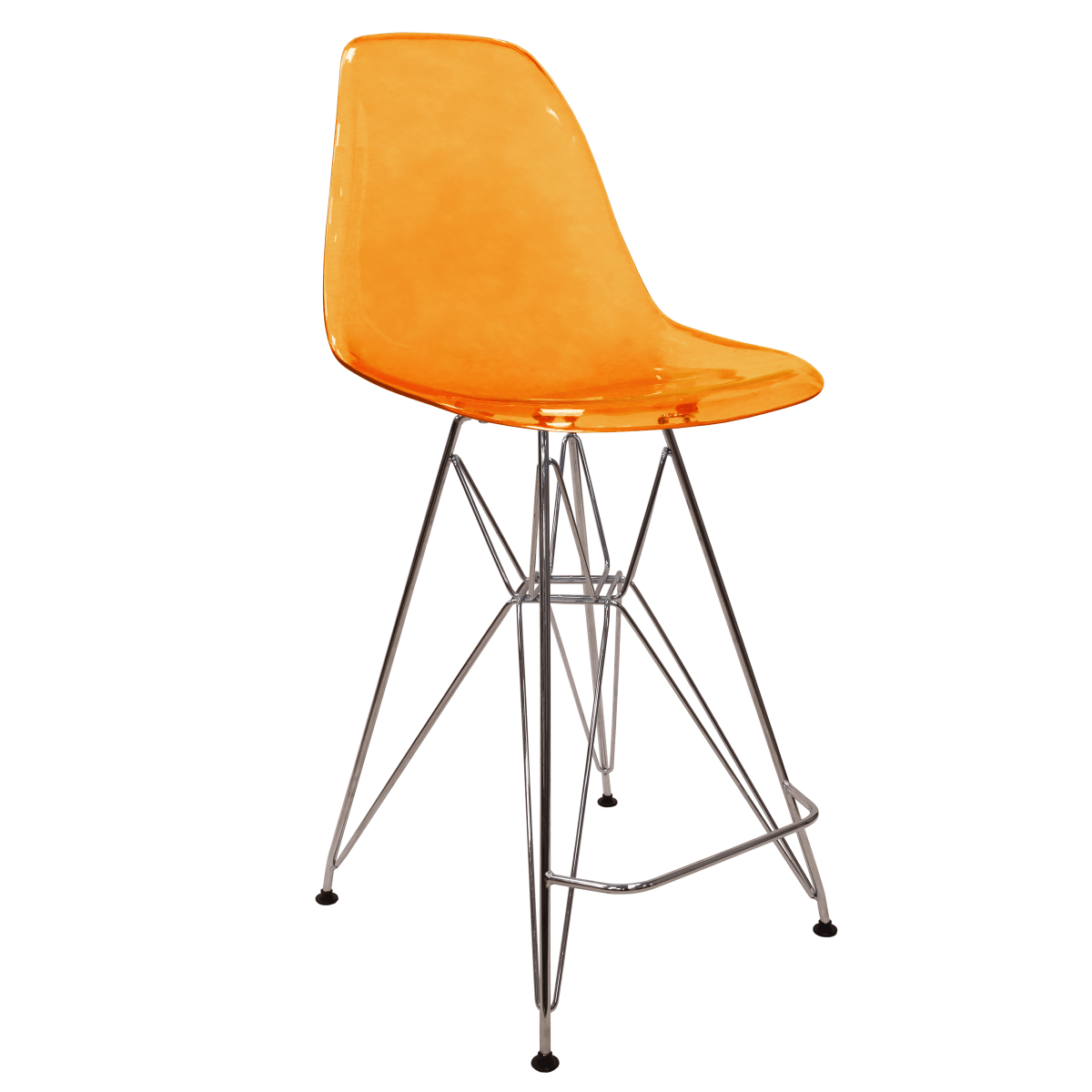 LeisureMod Cresco Modern Acrylic Barstool with Gold Chrome Base and Footrest
