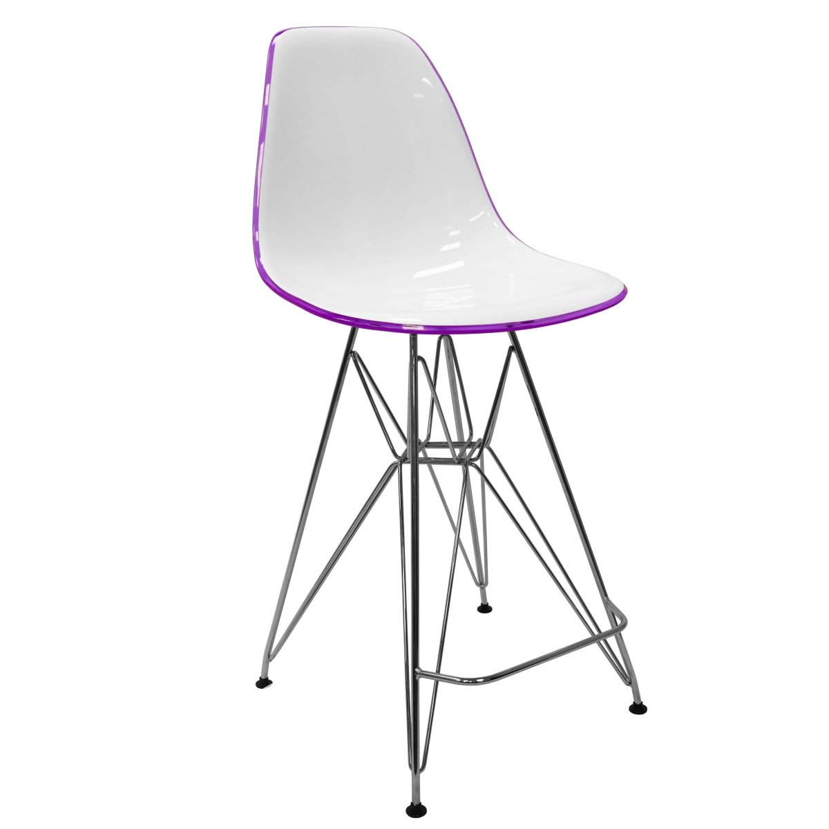LeisureMod Cresco Modern Acrylic Barstool with Gold Chrome Base and Footrest