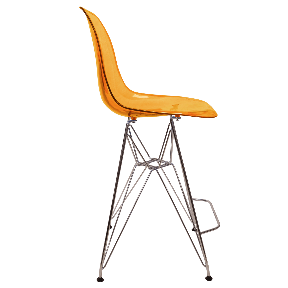 LeisureMod Cresco Modern Acrylic Barstool with Gold Chrome Base and Footrest