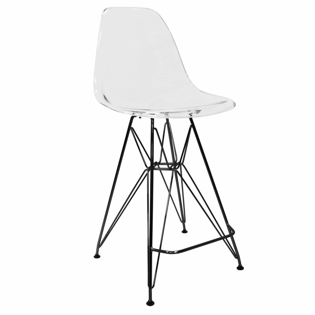 LeisureMod Cresco Modern Acrylic Barstool with Gold Chrome Base and Footrest