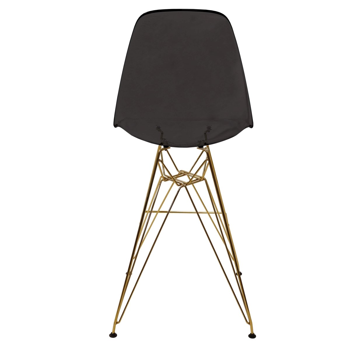 LeisureMod Cresco Modern Acrylic Barstool with Gold Chrome Base and Footrest