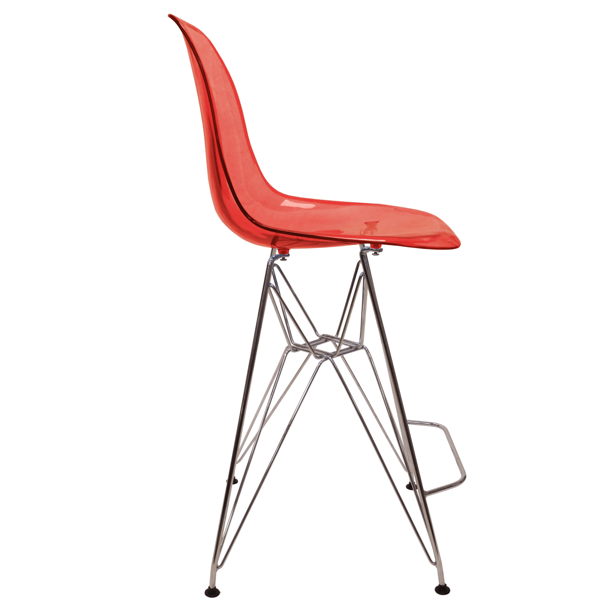 LeisureMod Cresco Modern Acrylic Barstool with Gold Chrome Base and Footrest