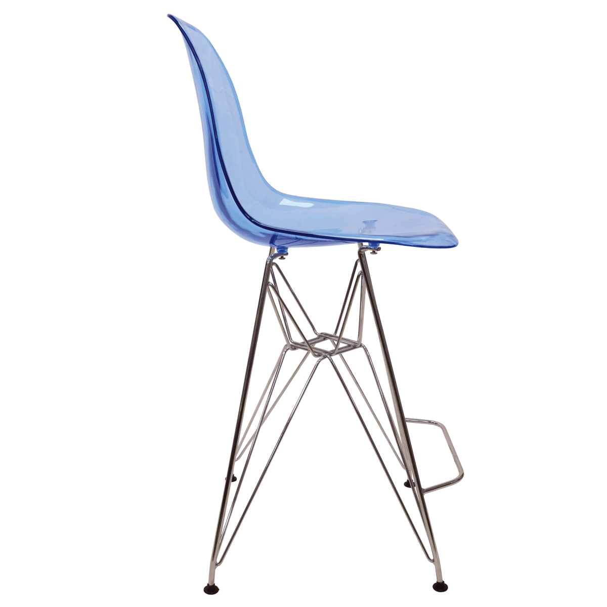 LeisureMod Cresco Modern Acrylic Barstool with Gold Chrome Base and Footrest