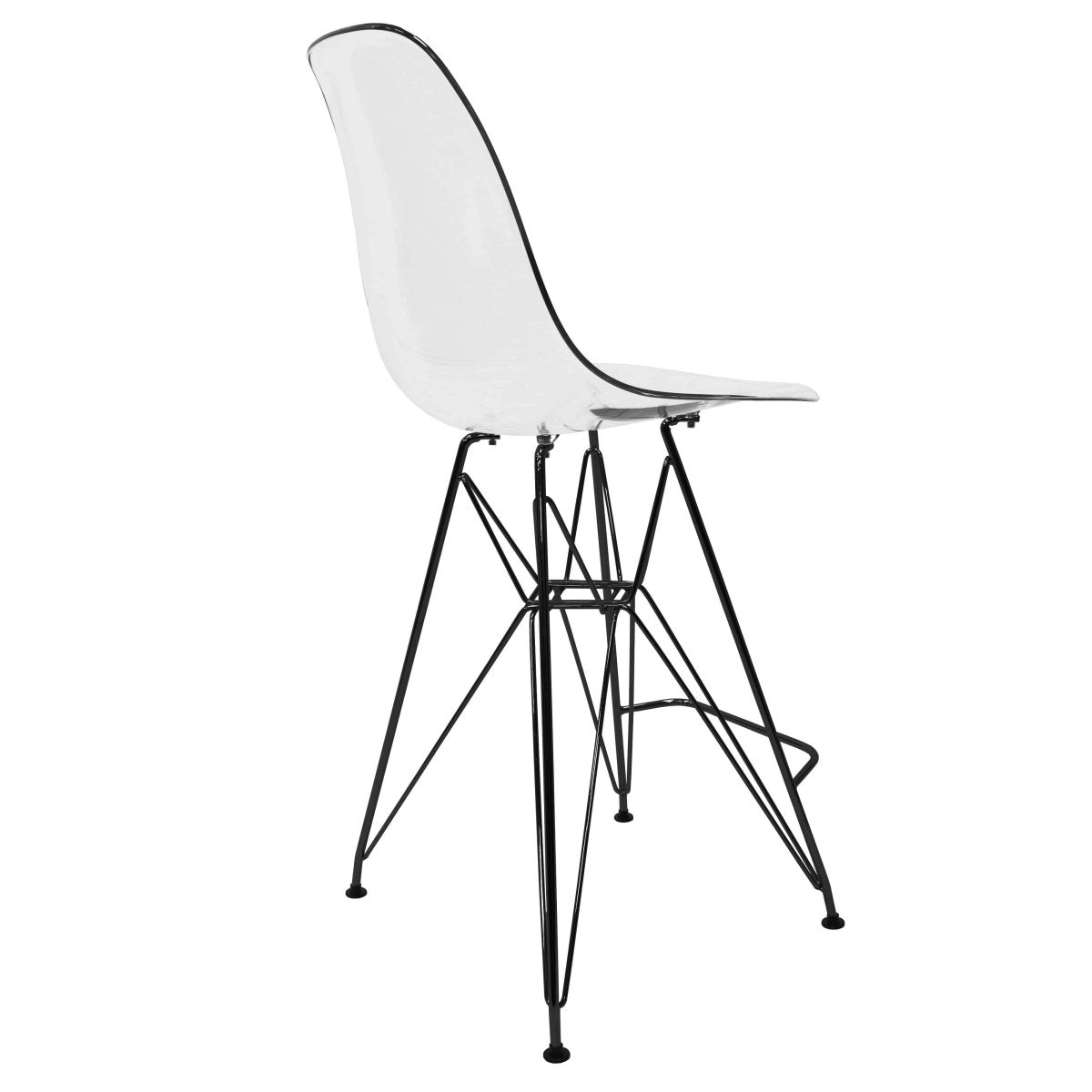 LeisureMod Cresco Modern Acrylic Barstool with Gold Chrome Base and Footrest