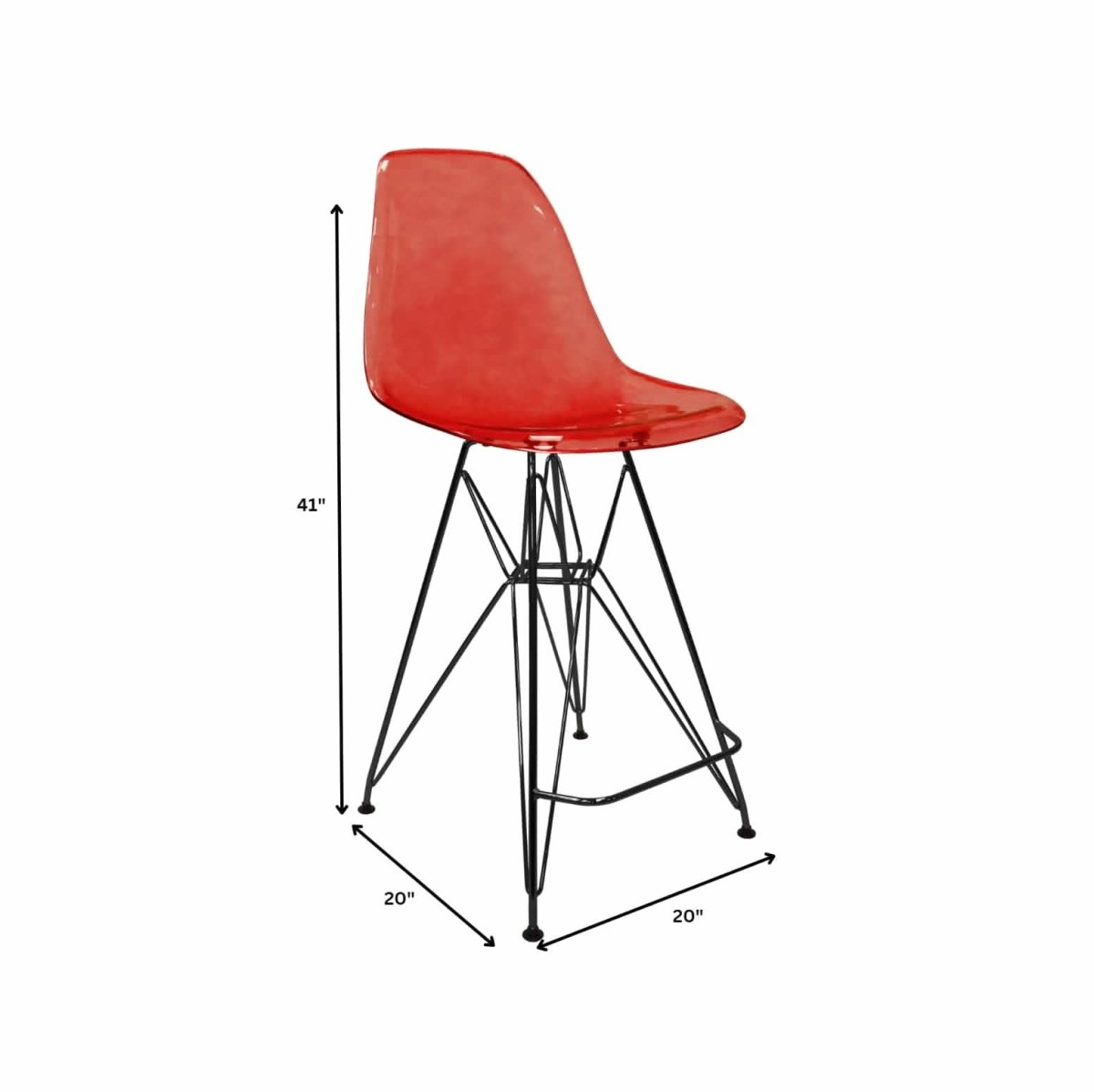 LeisureMod Cresco Modern Acrylic Barstool with Gold Chrome Base and Footrest