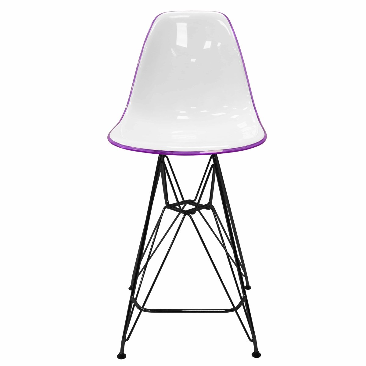 LeisureMod Cresco Modern Acrylic Barstool with Gold Chrome Base and Footrest