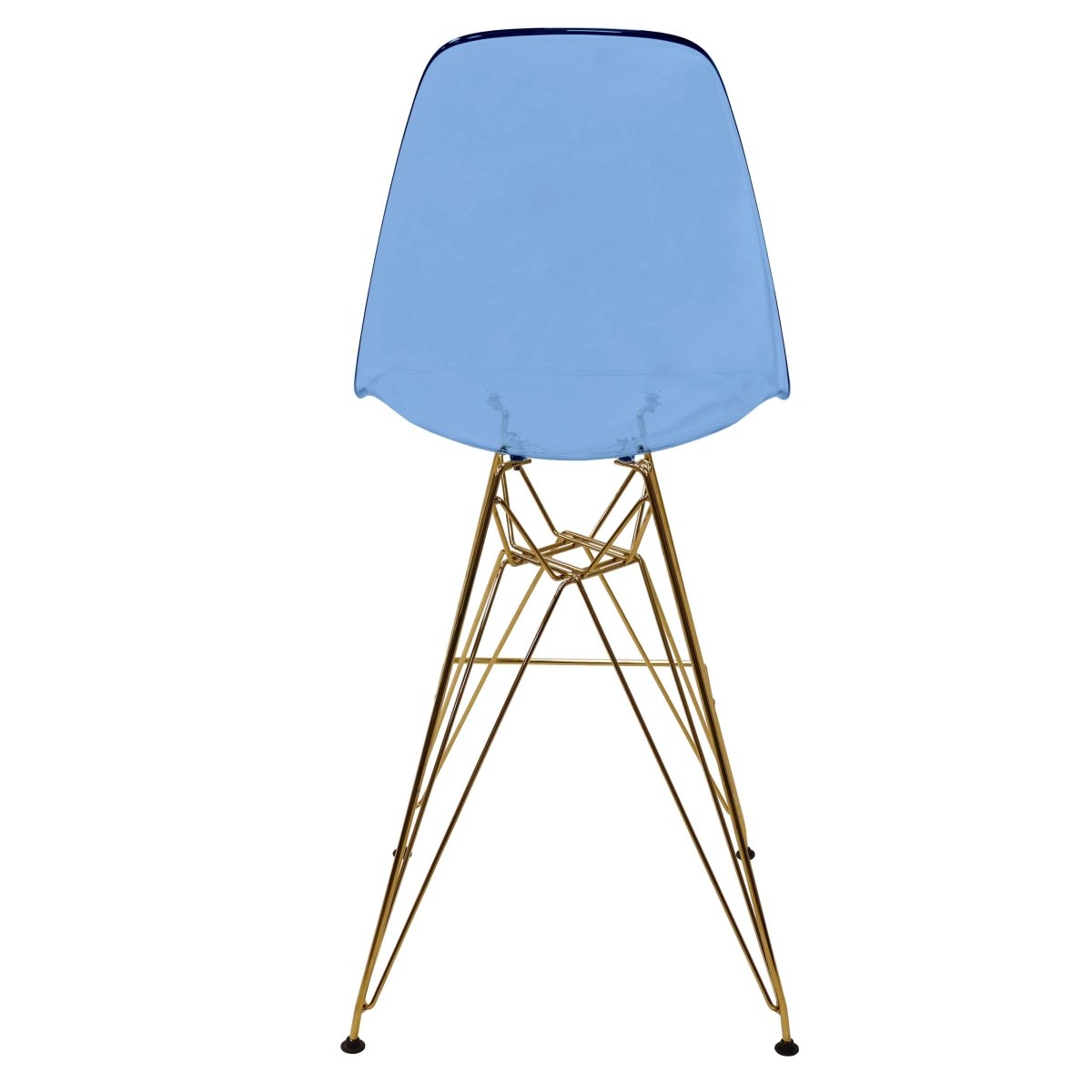 LeisureMod Cresco Modern Acrylic Barstool with Gold Chrome Base and Footrest