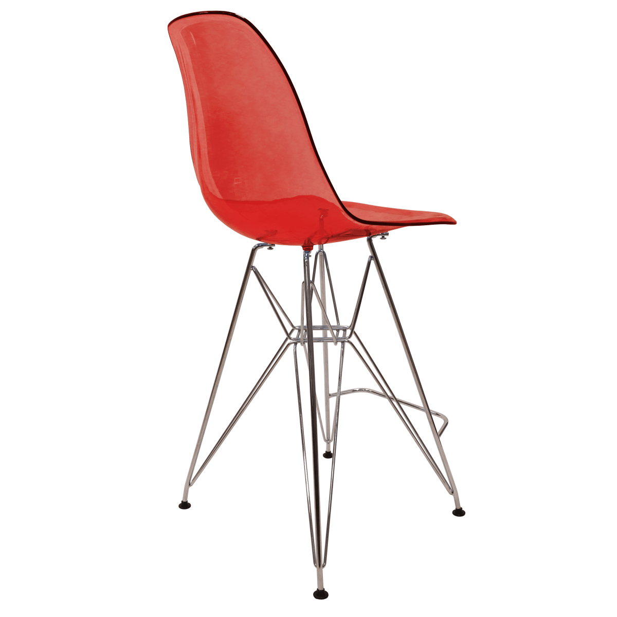 LeisureMod Cresco Modern Acrylic Barstool with Gold Chrome Base and Footrest