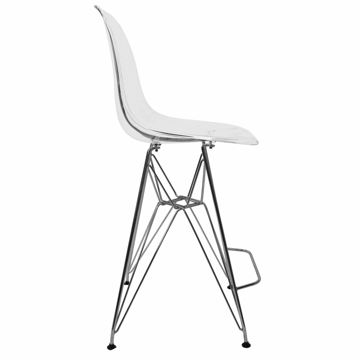 LeisureMod Cresco Modern Acrylic Barstool with Gold Chrome Base and Footrest