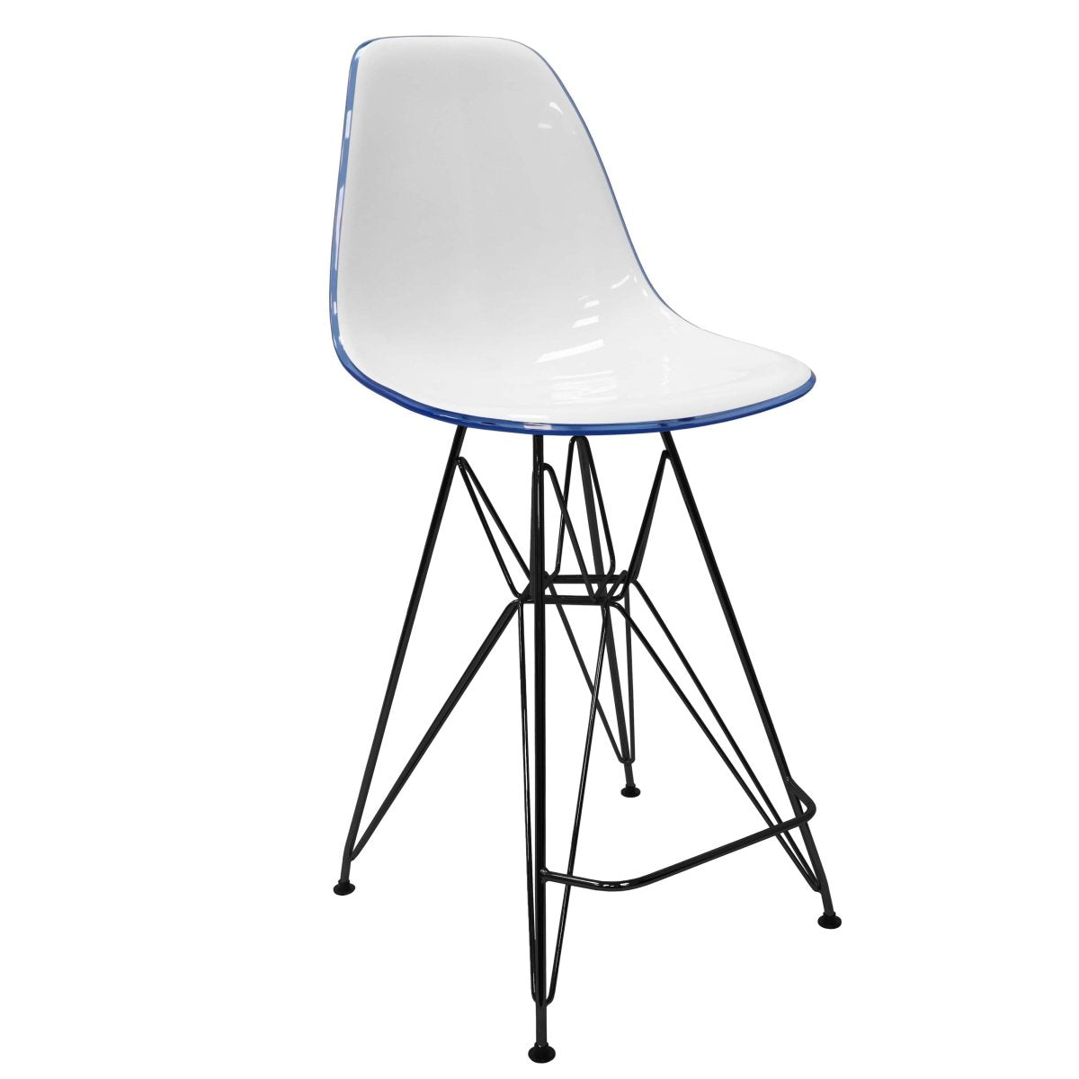 LeisureMod Cresco Modern Acrylic Barstool with Gold Chrome Base and Footrest