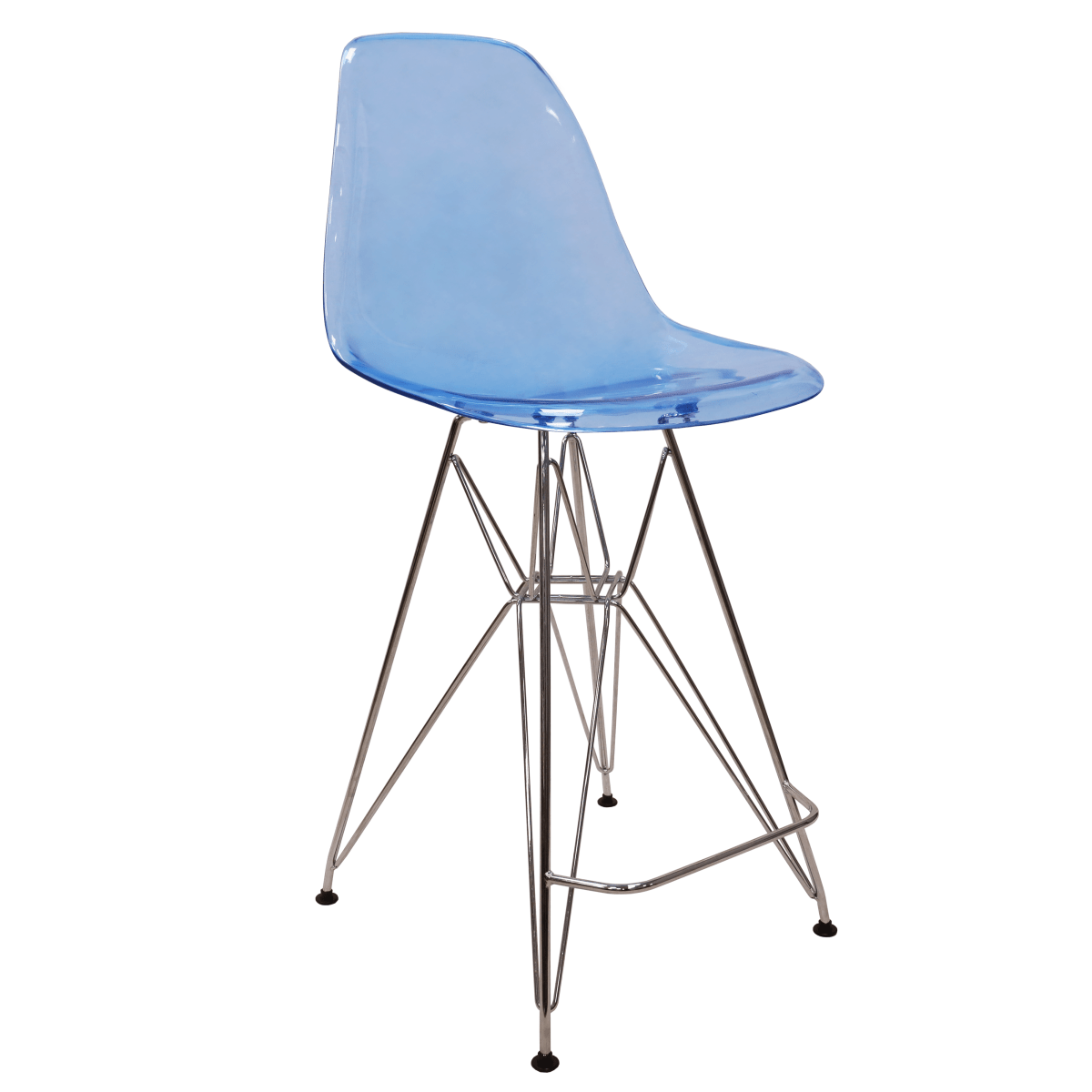 LeisureMod Cresco Modern Acrylic Barstool with Gold Chrome Base and Footrest