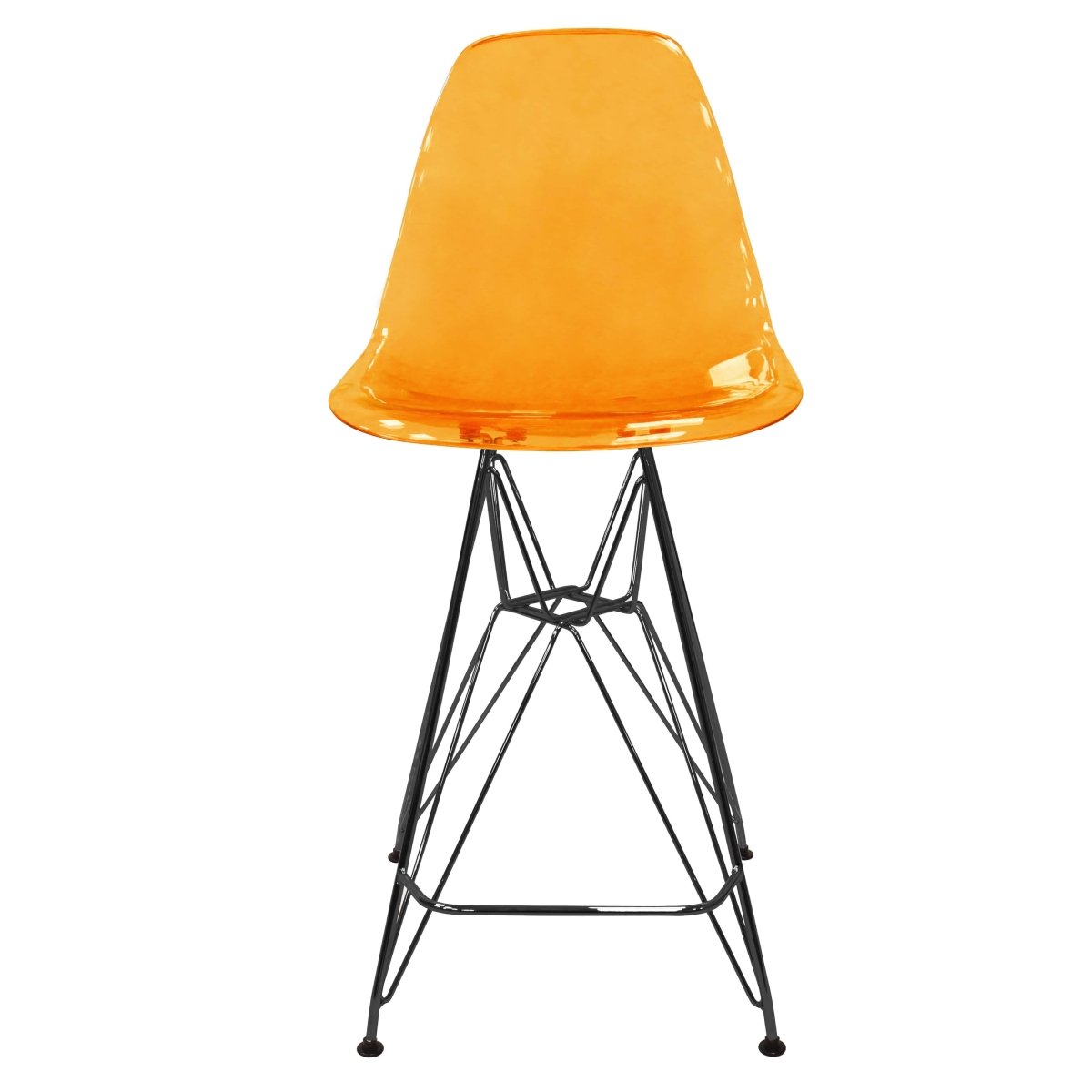 LeisureMod Cresco Modern Acrylic Barstool with Gold Chrome Base and Footrest