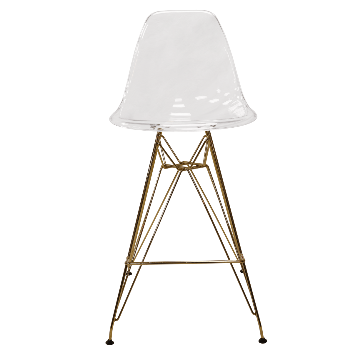 LeisureMod Cresco Modern Acrylic Barstool with Gold Chrome Base and Footrest