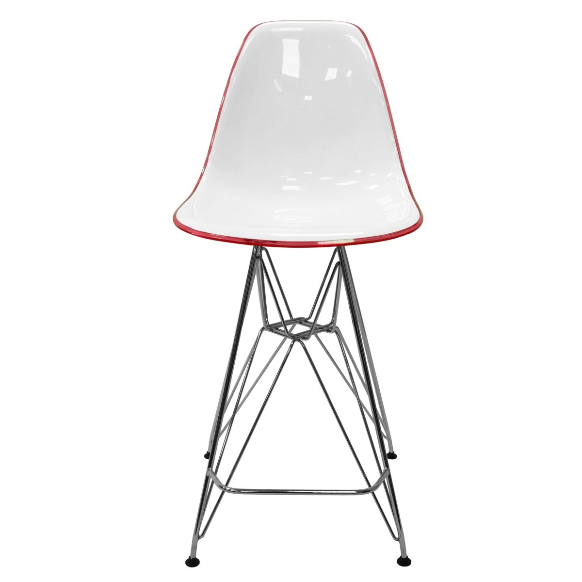 LeisureMod Cresco Modern Acrylic Barstool with Gold Chrome Base and Footrest