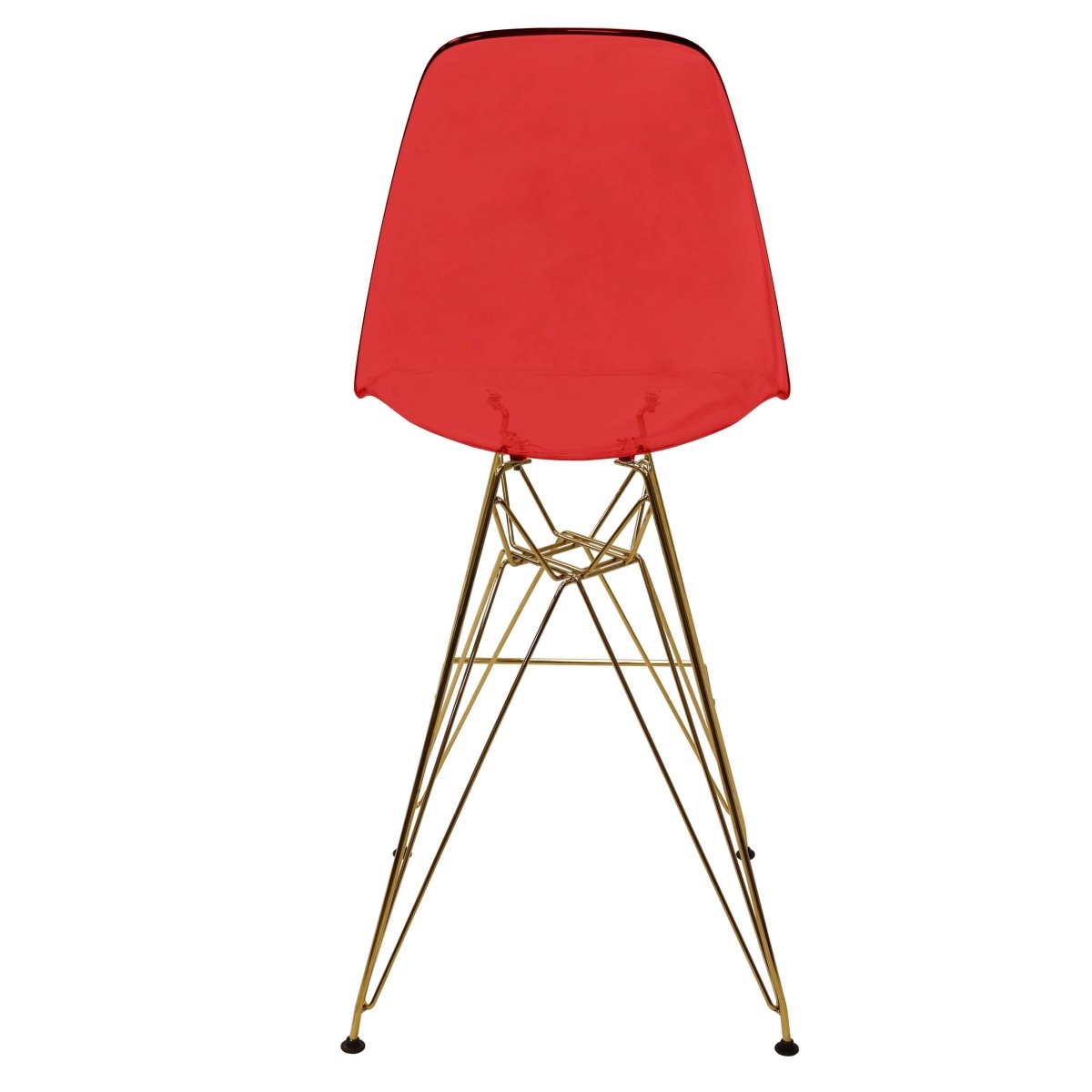 LeisureMod Cresco Modern Acrylic Barstool with Gold Chrome Base and Footrest